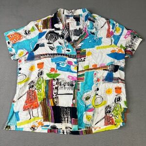 Jams World Shirt Womens 2XL Promenade Tropical Hawaiian Aloha Made in USA‎